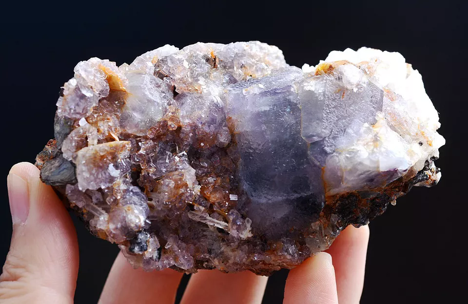 224g Natural Purple Fluorite & Pyrite Crystal Mineral Specimen/Inner  Mongolia