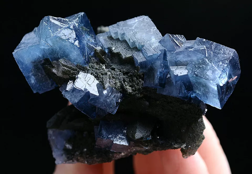 102g New Find Transparent Blue Cube Fluorite CRYSTAL CLUSTER Mineral Specimen