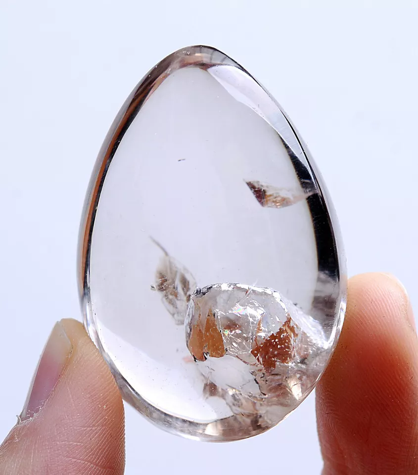 39g Natural Transparent Lucky Stone "Stone Inside Stone"Quartz Crystal Pendant