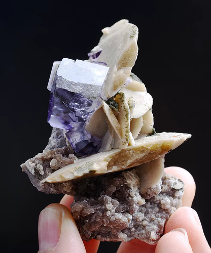 56g Natural  Clear Purple Fluorite Calcite Mineral Specimen / Yaogangxian China