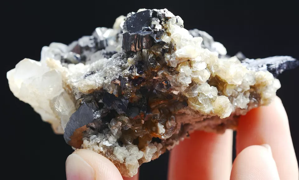 121g Natura Arsenopyrite Wolframite Calcite Mineral Specimen/Yaogangxian China