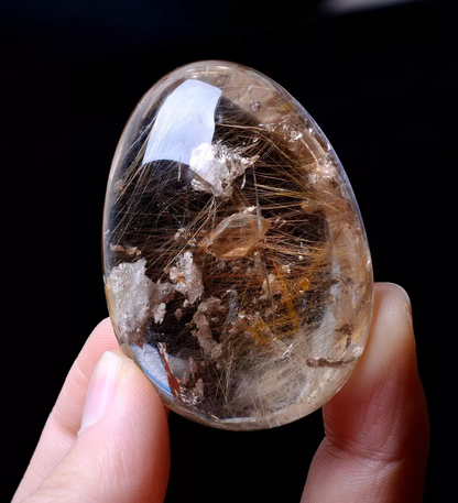 288.90ct Natural Gold Rutilated Quartz Crystal "Stone Inside Stone" Pendant