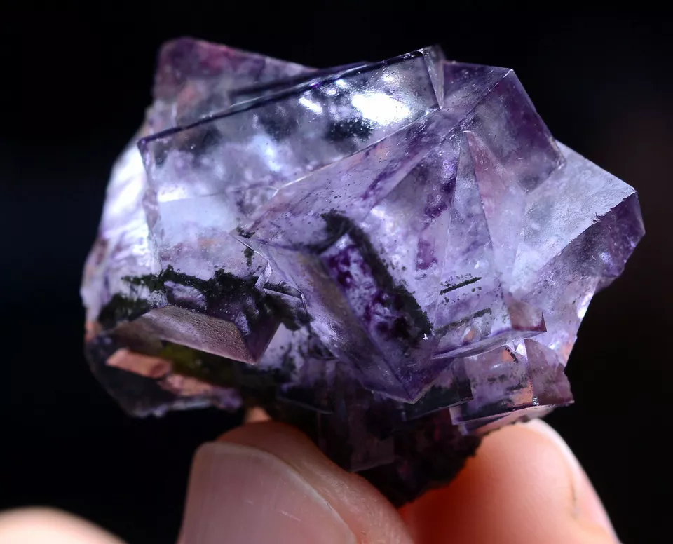 16g Newly DISCOVERED RARE CUBE PURPLE FLUORITE MINERAL SAMPLES/YaOgang xian