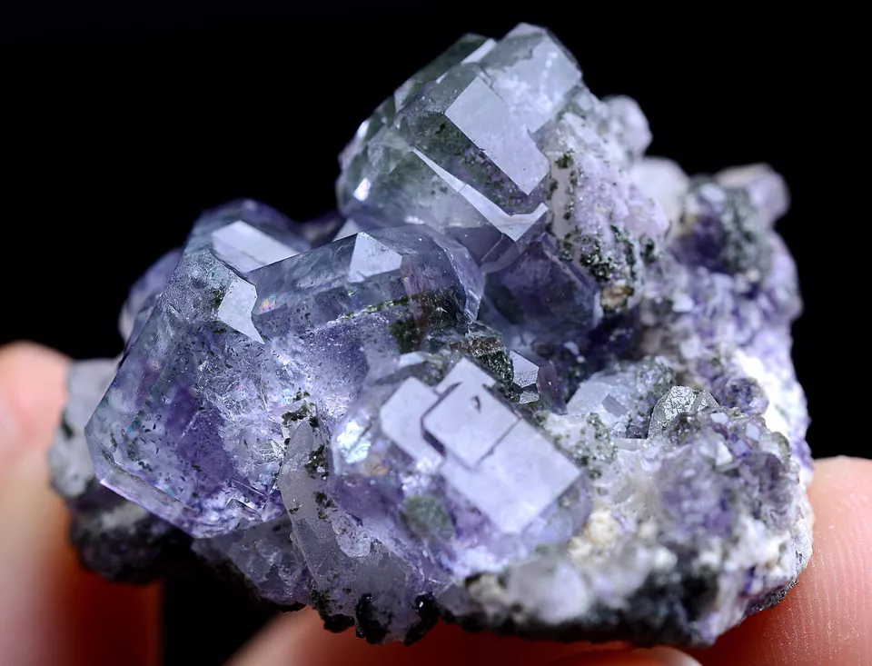 22.g Newly DISCOVERED RARE CUBE PURPLE FLUORITE MINERAL SAMPLES/YaoGang Xian