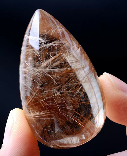 203.75ct Rare Natural Transparent Gold Hair Rutilated Quartz Crystal Pendant