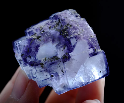 51g Natural Phantom Purple Fluorite & Pyrite Mineral Specimen/Yaogangxian China