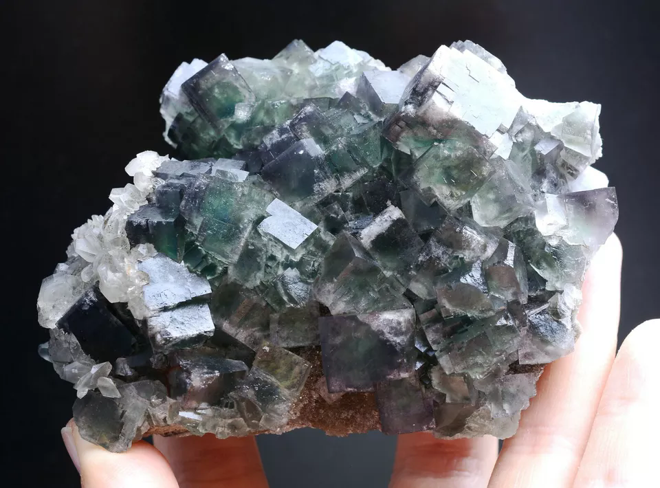 Natural Window Green Fluorite & Pink Fluorescent Calcite Mineral Specimen 377g