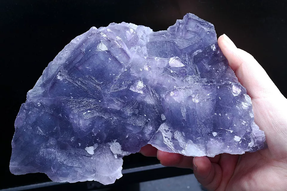 1733g Natural Phantom Window Cube Blue Purple Fluorite Mineral Specimen/ China