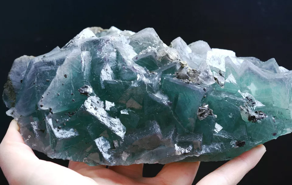 1265g NATURAL Phantom Window Green Blue Cubic FLUORITE Mineral Specimen/China