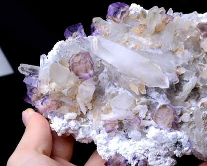 724g NEWLY DISCOVERED RARE PURPLE FLUORITE &CRYSTAL SYMBIOTIC MINERAL SAMPLES