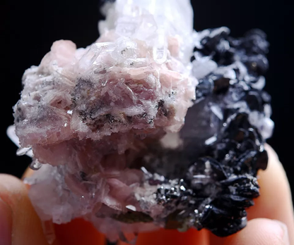 33gNatural Fluorite Arsenopyrite Wolframite Pink Calcite Mineral Specimen/China