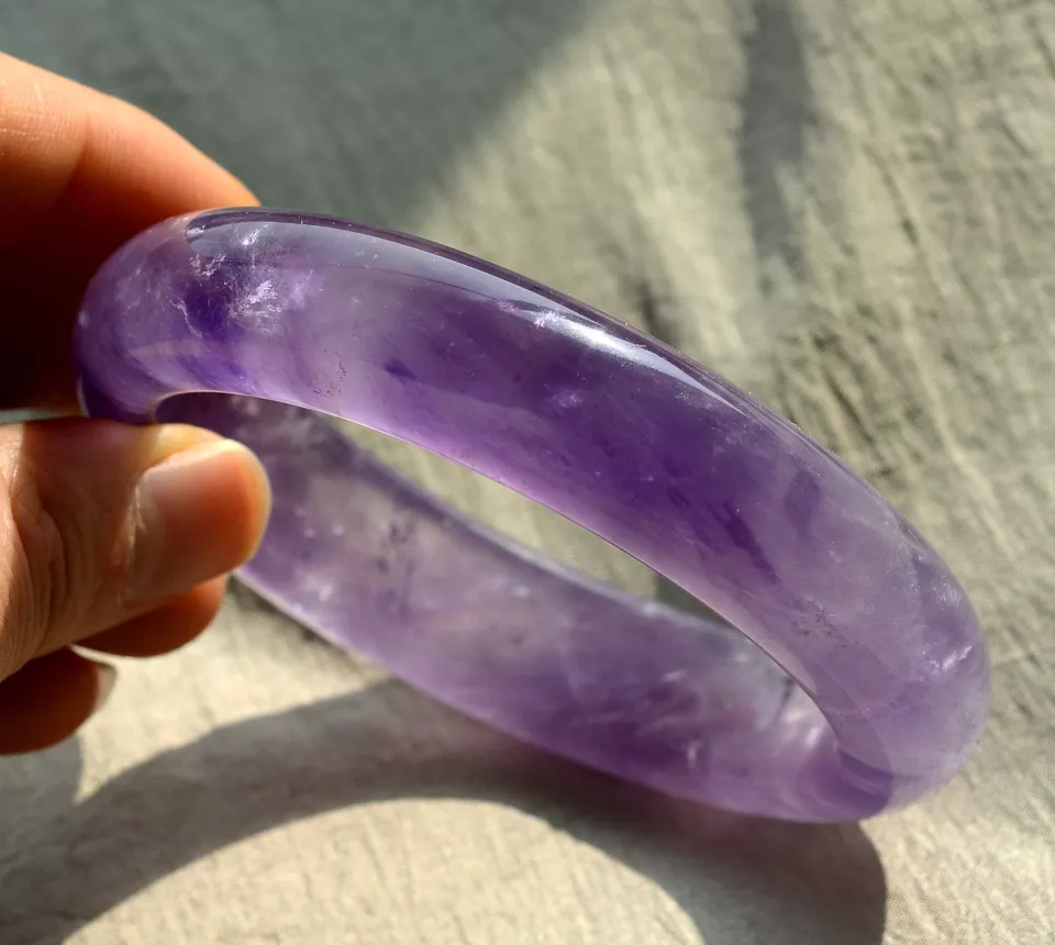 Natural Lavender Amethyst Crystal Woman Healing  Bangle Inner Diameter 59mm