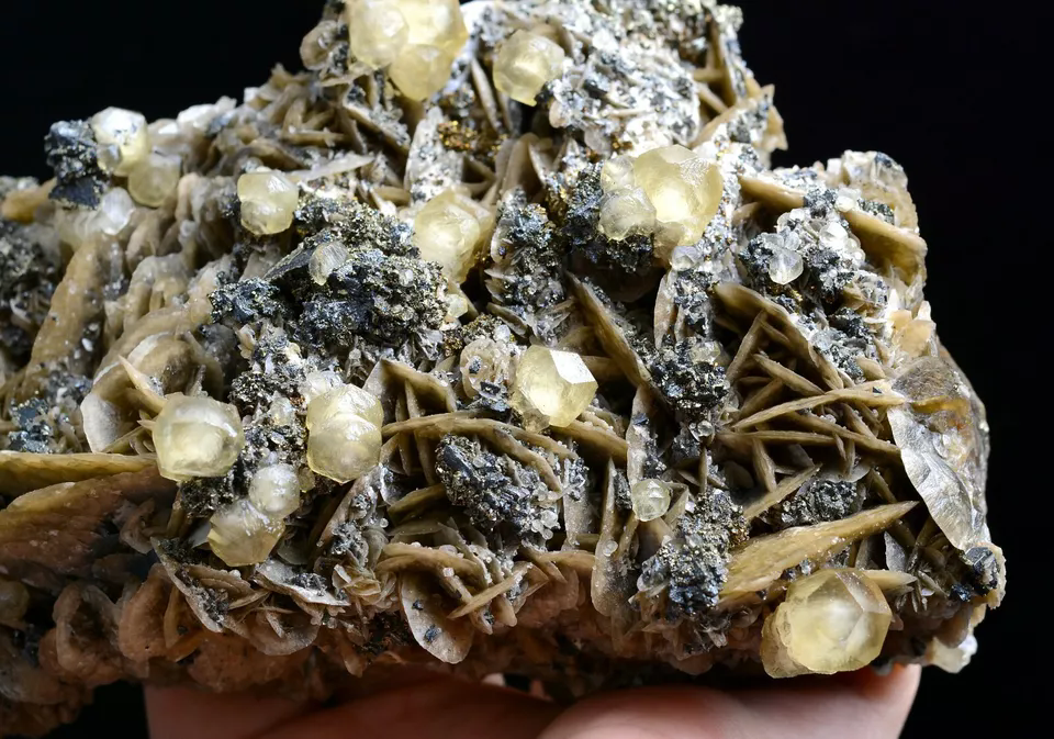 956g Natural Yellow Calcite & Pyrite CLUSTER Mineral Specimen/ China