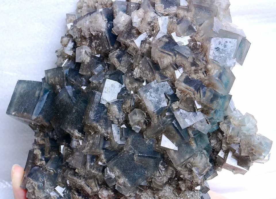 2372.0g New Find Transparent Blue Cube Fluorite Crystal Cluster Mineral Specimen