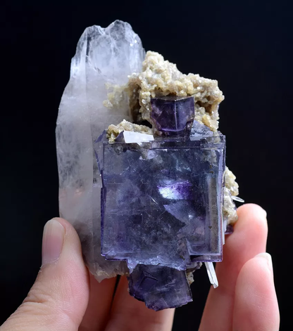 159g Natural Window Purple Fluorite Crystal Mineral Specimen /Yaogangxian China