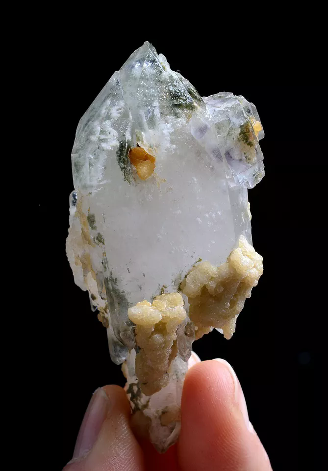 52gNatural Green Ghost Quarte Crystal & Purple Fluorite Mineral Specimens/China