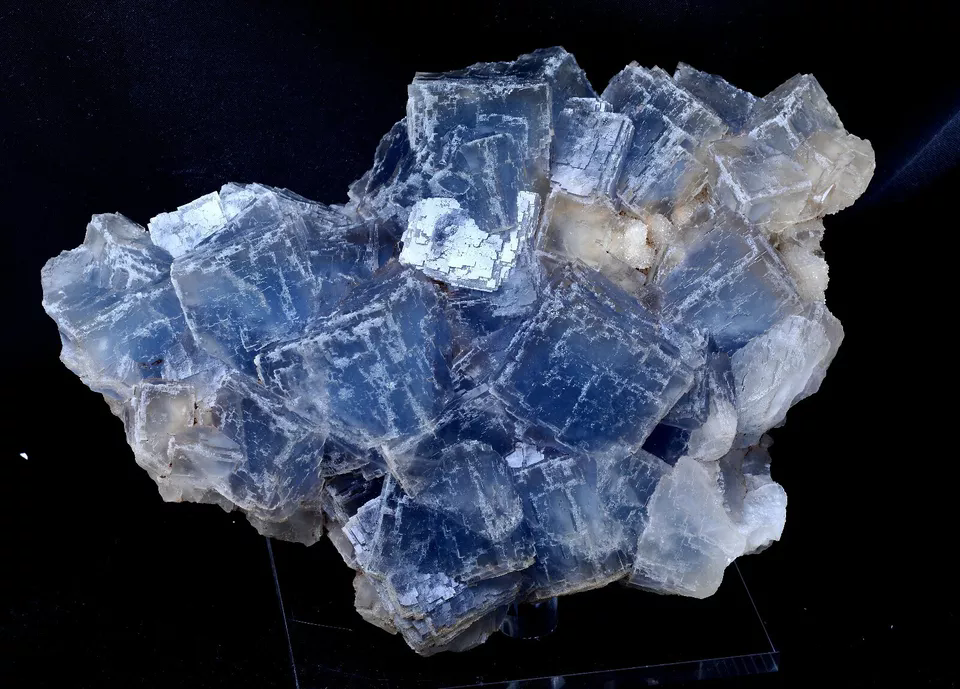 9.7LB New Find Transparent Blue Cube Fluorite Crystal Cluster Mineral Specimen