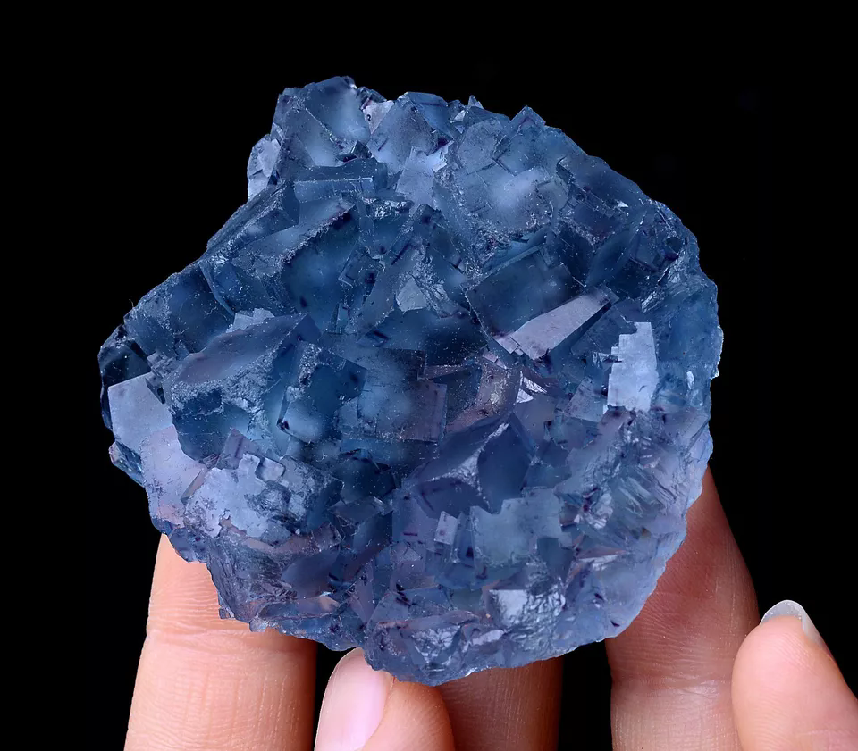 91.36g Rare Transparent Blue Fluorite & Purple Edge Symbiotic Mineral  Specimen