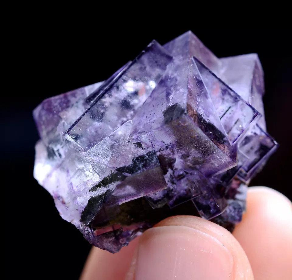 16g Newly DISCOVERED RARE CUBE PURPLE FLUORITE MINERAL SAMPLES/YaOgang xian