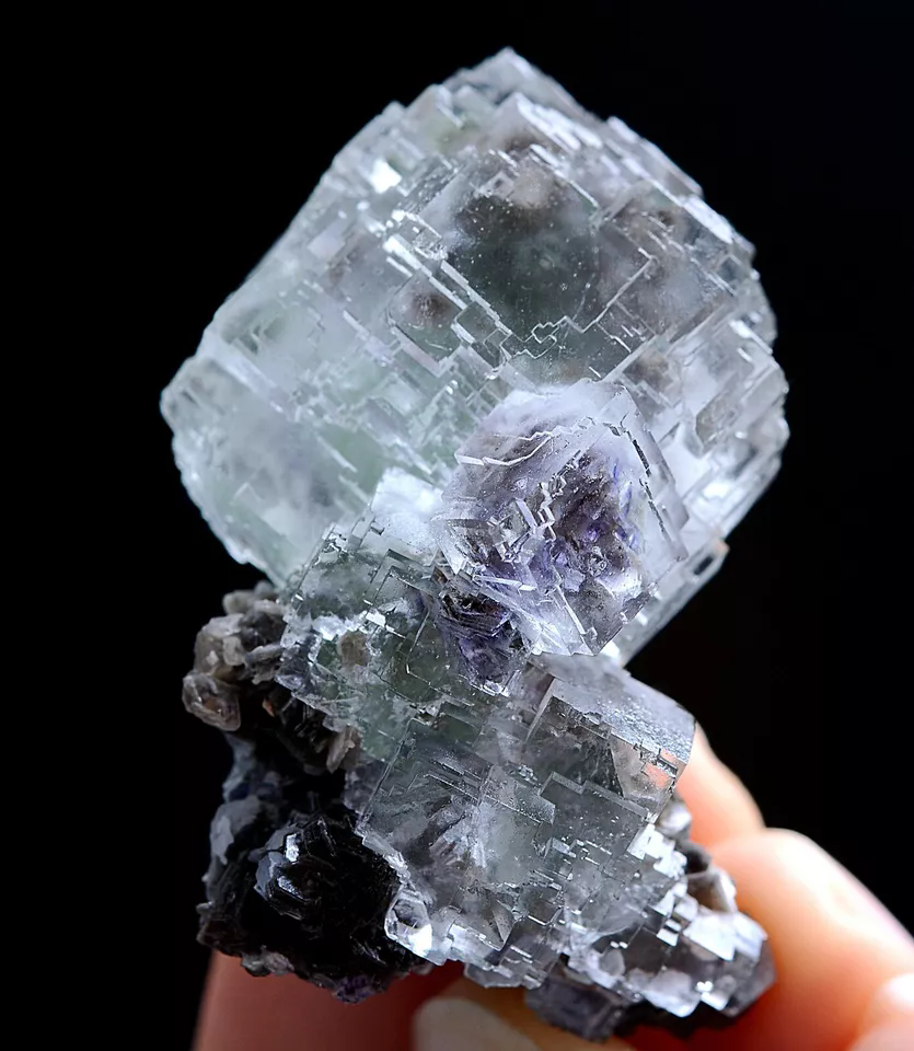 43gNatural Window Purple Fluorite Calcite Mineral Specimen/Yaogangxian China