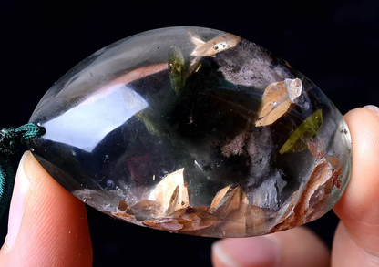 42g RARE NATURAL Clear Mica & Green Ghost Phantom Quartz Crystal Gem Pendant