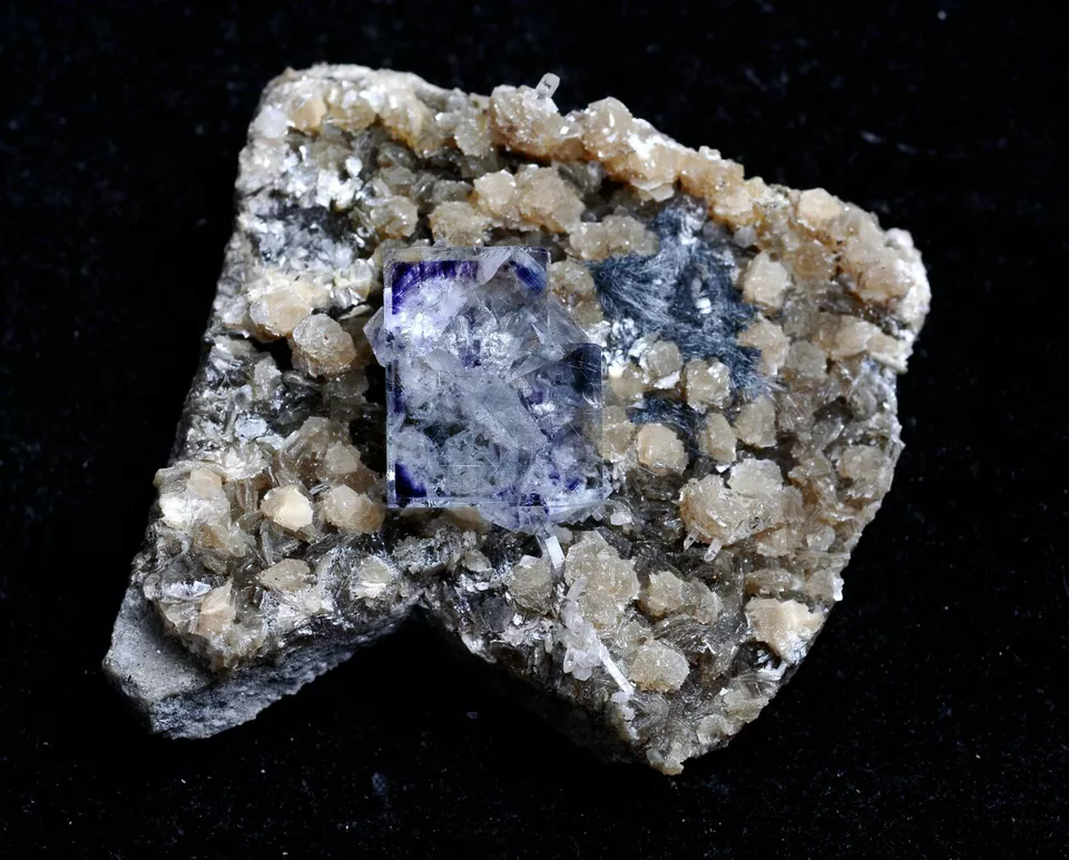 75gNatural Bismuthinite Purple FLUORITE &Dolomite Mineral Specimen/ Yaogangxian