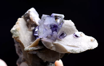 56g Natural  Clear Purple Fluorite Calcite Mineral Specimen / Yaogangxian China