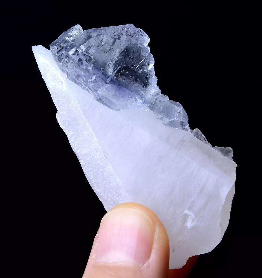 ATURAL TRANSPARENT GEM LEVEL CRYSTAL & PURPLE FLUORITE MINERAL SAMPLES 47.13g