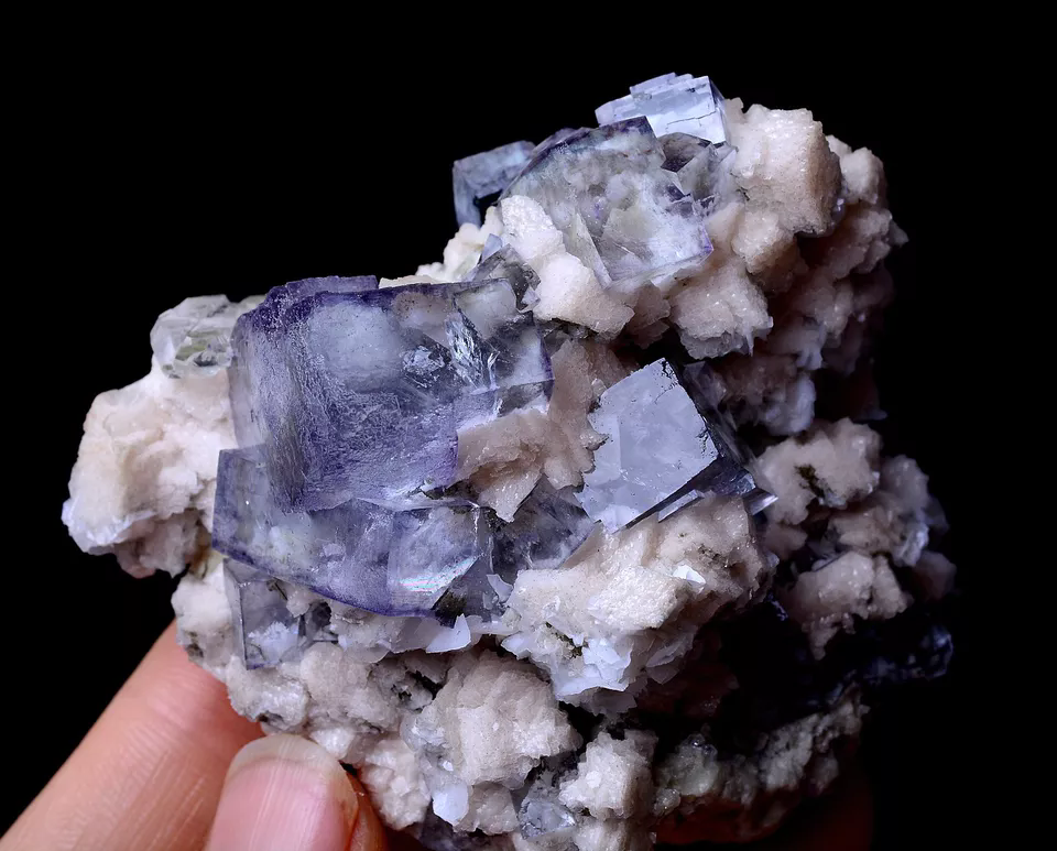 156.20gRARE! NATURAL PURPLE CUBIC FLUORITE & CALCITE SYMBIOTIC MINERAL SPECIMEN