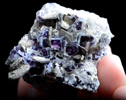 58.g Natural Phantom Purple FLUORITE Pyrite Mineral Specimen/Inner Mongolia