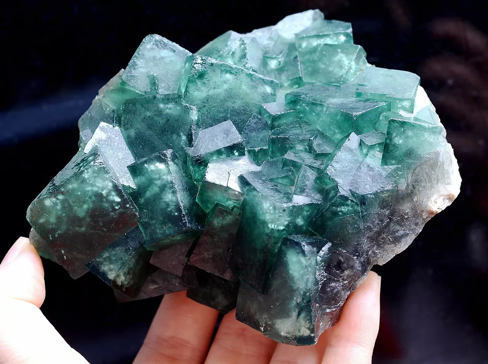 712.g NATURAL Beauty Green Cubic FLUORITE Crystal Cluster Mineral Specimen