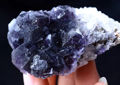 90.56g INNER MONGOLIA RARE PURPLE FLUORITE & CRYSTAL SYMBIOTIC MINERAL SPECIMEN