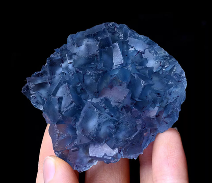 91.36g Rare Transparent Blue Fluorite & Purple Edge Symbiotic Mineral  Specimen