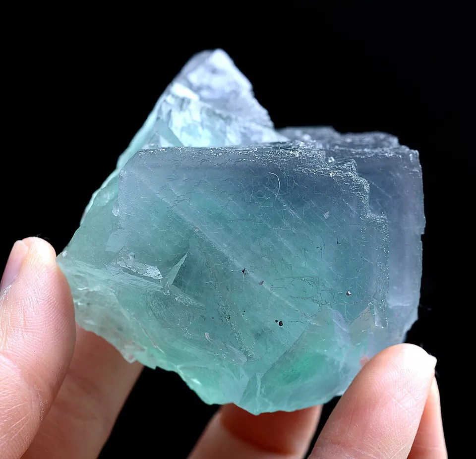 269gNatural Phantom Window Green Purple Cubic Fluorite CLUSTER Mineral Specimen