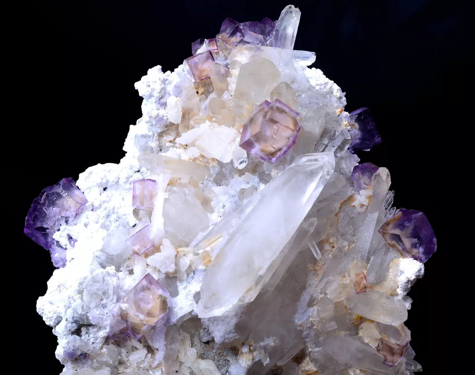 724g NEWLY DISCOVERED RARE PURPLE FLUORITE &CRYSTAL SYMBIOTIC MINERAL SAMPLES