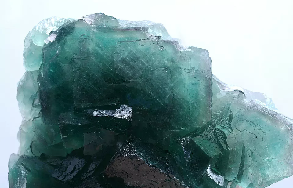 1256g Natural Phantom Window Green Cubic Fluorite CLUSTER Mineral  Specimen