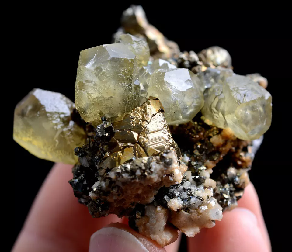 75g Natural Highest Grade Benz Yellow Calcite & Pyrite Crystal Mineral Specimen