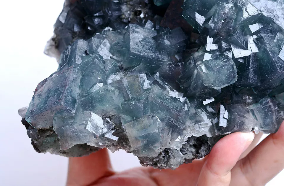 1482g Natural Phantom Window Green Cubic Fluorite CLUSTER Mineral Specimen