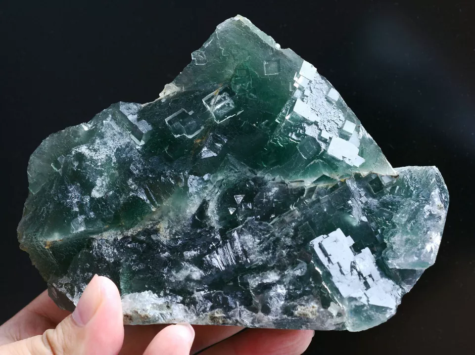 899.0g NATURAL Clear Green Cubic FLUORITE Crystal Cluster Mineral Specimen China