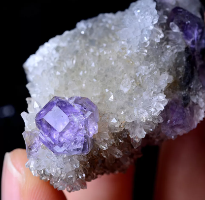 Newly DISCOVERED RARE PURPLE FLUORITE & QUARTE CRYSTAL MINERAL SPECIMEN 36.85g