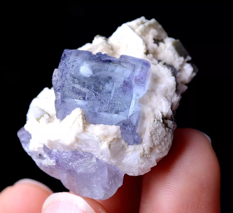 25g RANSPARENT GEM LEVEL Ladder-Like PURPLE FLUORITE CRYSTAL MINERAL  SPECIMEN