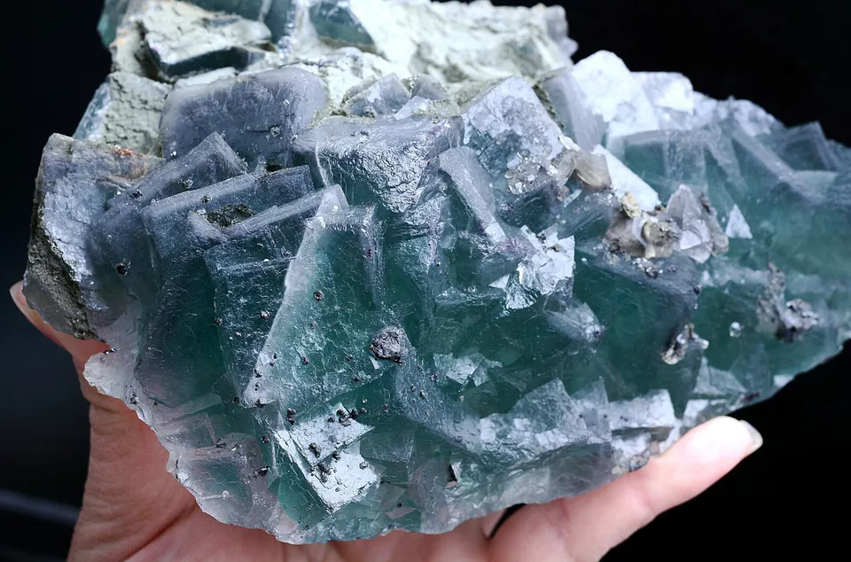 1265g NATURAL Phantom Window Green Blue Cubic FLUORITE Mineral Specimen/China