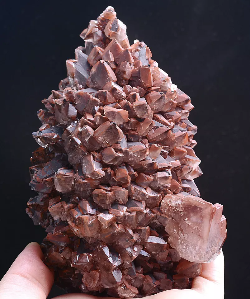 613g Natural Perfect Dipyramidal red Calcite CLUSTER Mineral Specimen / China