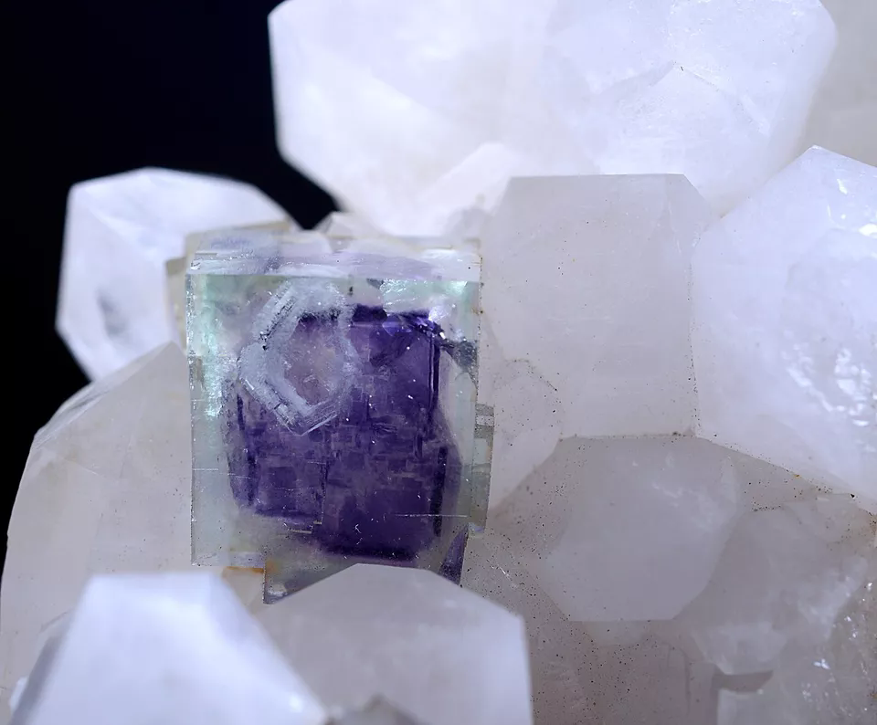 121.0g Natural Window Purple Fluorite Crystal Mineral Specimen/YaogangxianChina