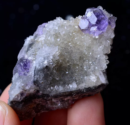 Newly DISCOVERED RARE PURPLE FLUORITE & QUARTE CRYSTAL MINERAL SPECIMEN 36.85g