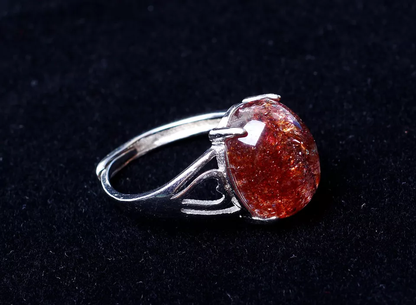 Natural Gem Red Super Seven Quartz Lepidocrocite Women Ring Adjustable 20.35ct