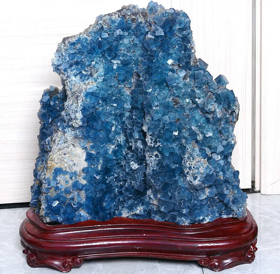 66.15lb Natural Transparent Blue Cube Fluorite CRYSTAL  Mineral Specimen/ China