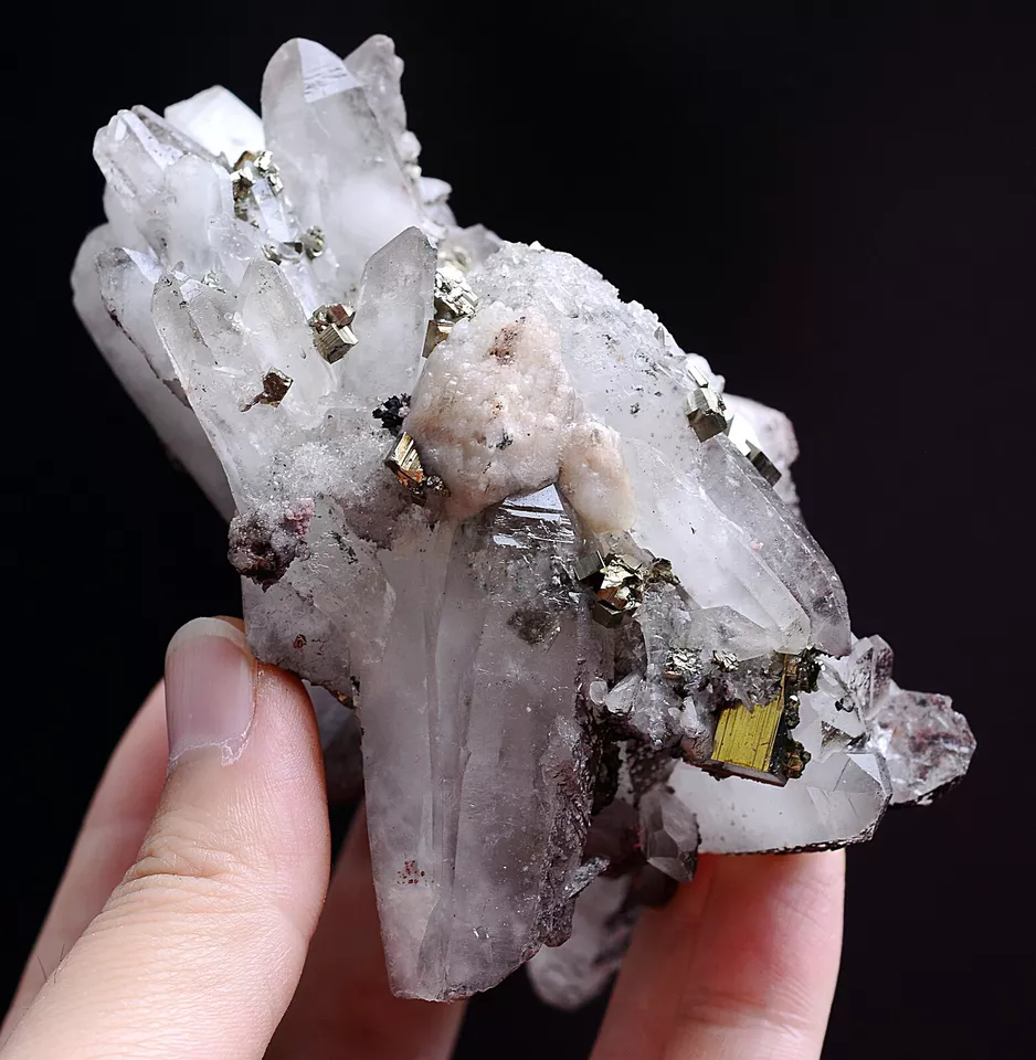 367g Natural Crystal Cluster & Chalcopyrite Calcite Symbiotic Mineral Specimen