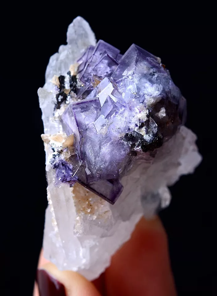 53.25g NEWLY DISCOVERED PURPLE FLUORITE & CRYSTAL SYMBIOTIC MINERAL SAMPLES