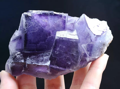 276g Natural Phantom Window Cube Blue Purple Fluorite Mineral Specimen/China